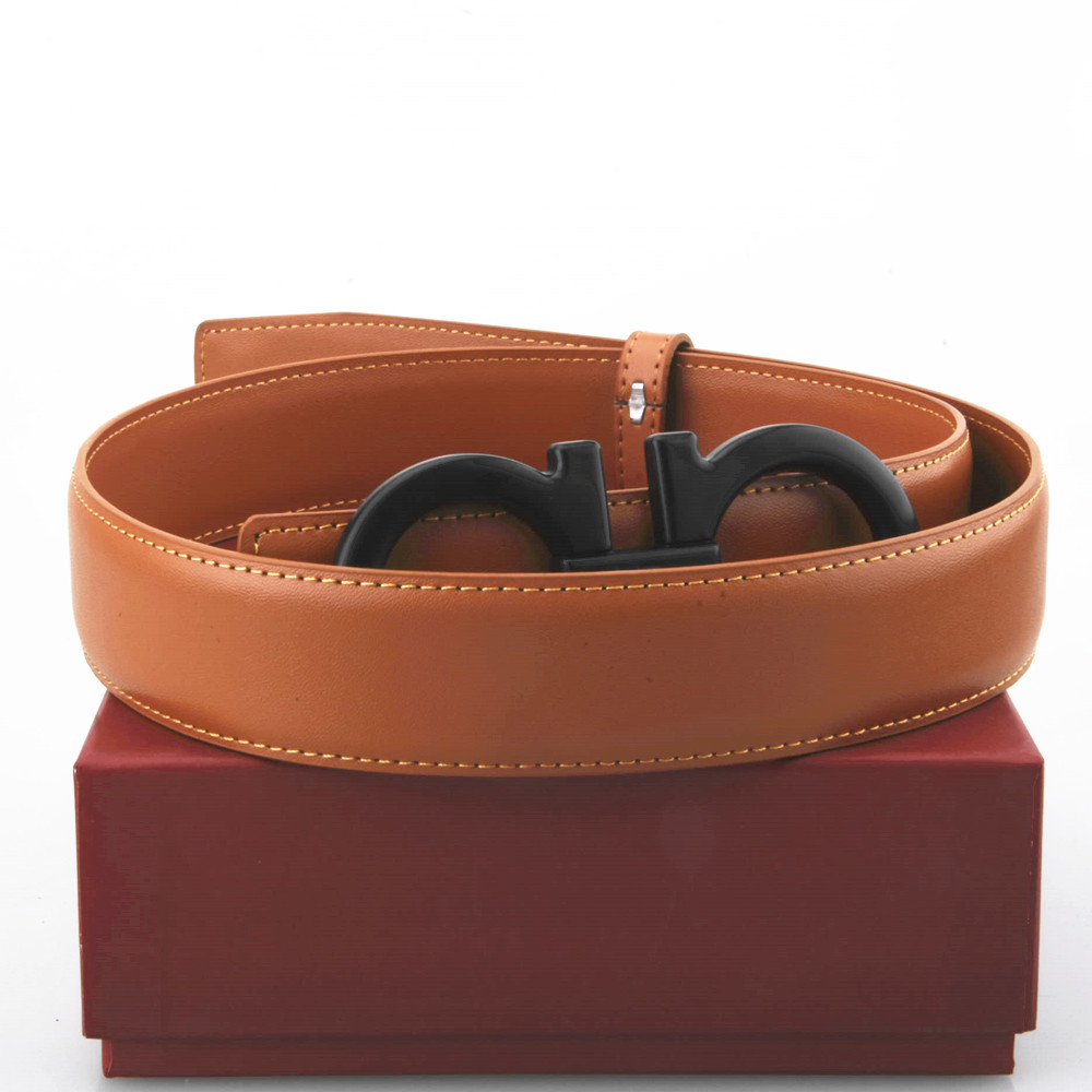 

Fashion business luxury leather belt designer men women high quality gold and silver gray black smooth buckle with box, A gift box