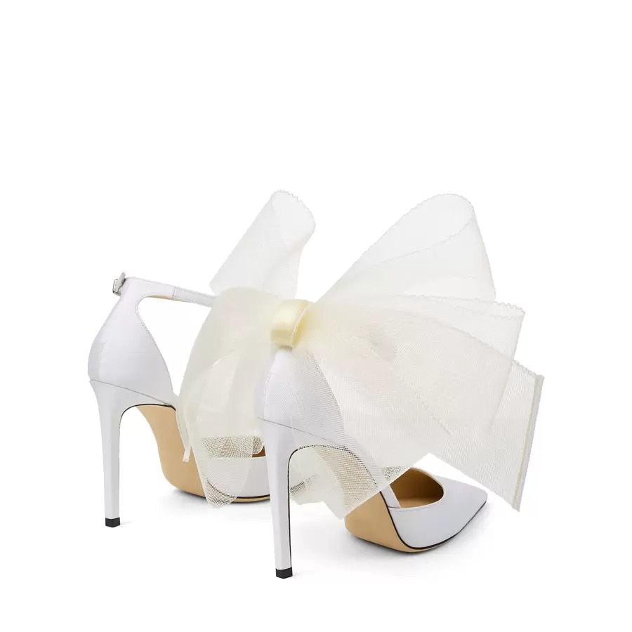 

Sandals Luxury Women's Pumps Jimmy London Choo AVERLY 100mm Pointed Toe Asymmetric Grosgrain Mesh Bow Designer Italian Summer JC Sandals High Heels EU 35-42 cool