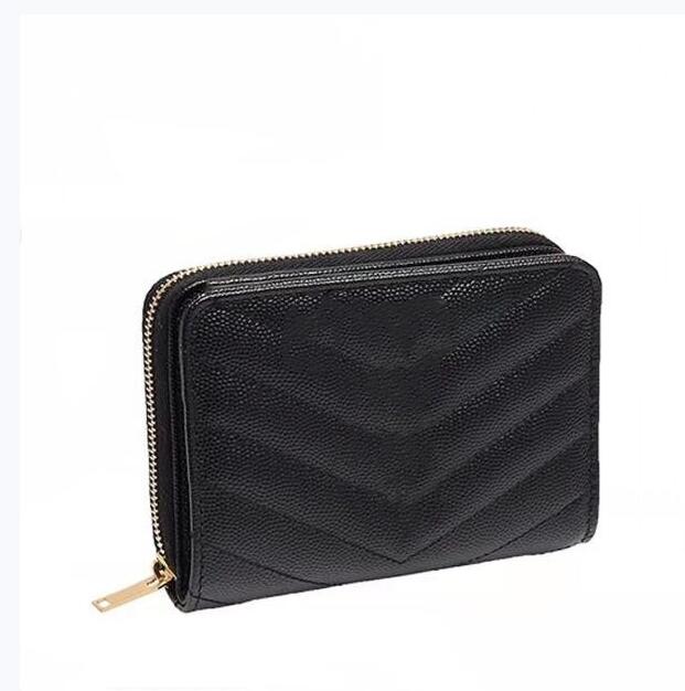 Hommes Femmes Embrayage Portefeuilles Porte-cartes Porte-monnaie unisexe Top qualité Sacs en cuir véritable Poche zippée Caviar Sacs à main de cr
