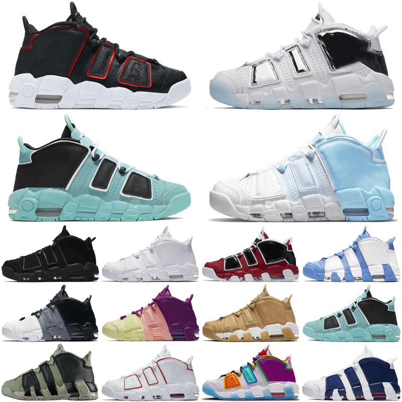 

fashion More Uptempos basketball shoes for mens womens up tempos scottie pippen Triple Black men University Blue trainers sports sneakers runners, #19 red and navy camo