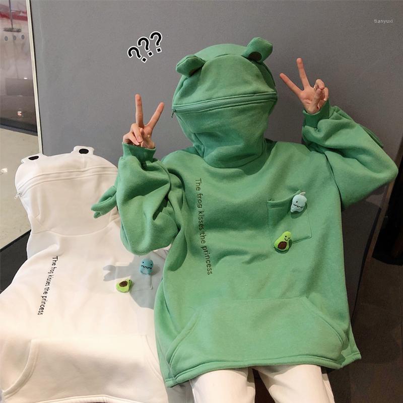 

Frog Hoodies Men Women Kawaii Harajuku Pullover Hooded Loose Casual Design Sense Jacket Autumn 3D Decorative Embroidery Top Women's & Sweats, Green