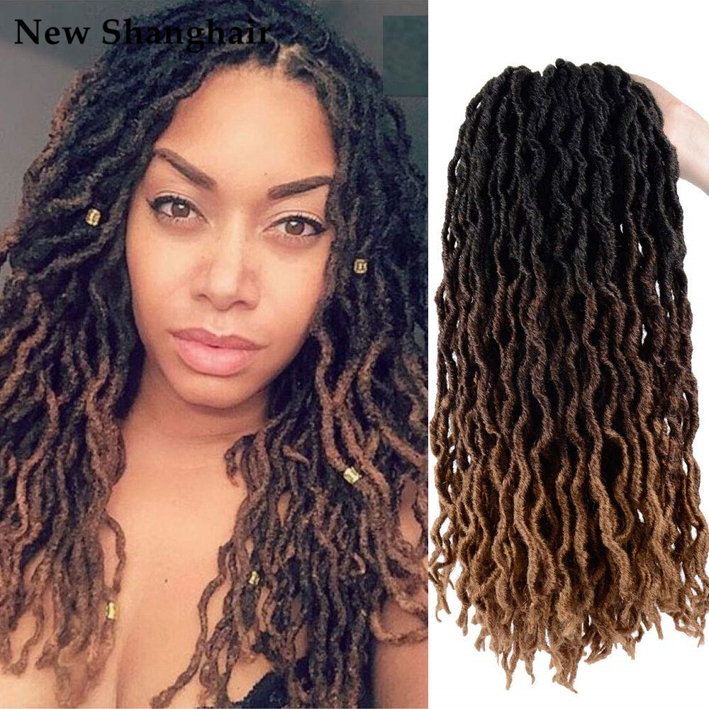 

Gypsy Locs Crochet Hair 18 Inch Wavy Goddess Faux Hair Extensions 24 strands/pcs BS18, 1b