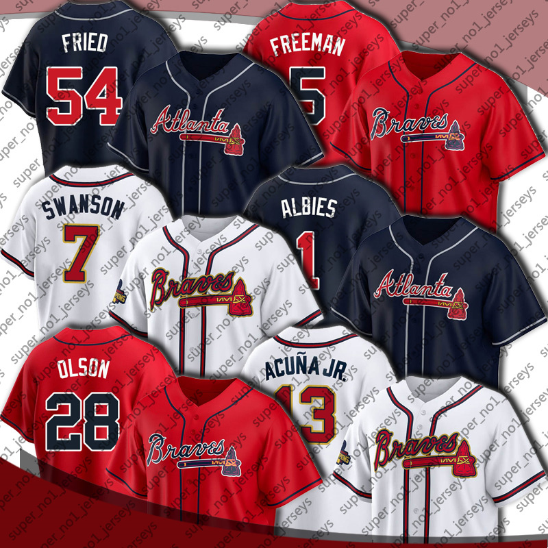 

Braves Ronald Acuna Jr Acuña 28 Matt Olson Jersey Baseball Gold Program Ozzie Albies Dansby Swanson Max Fried Jerseys Dale Murphy Marcell Ozuna Rosario Austin Riley, +patch man custom jersey (ys)