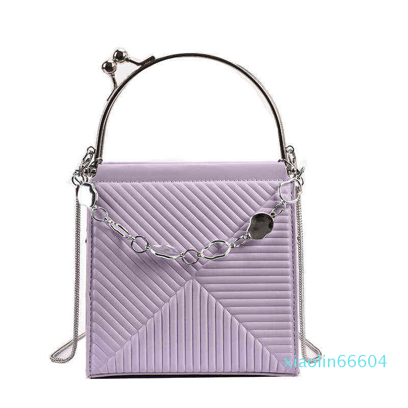 

Designer-Texture Trend Contrast Color Personality Stripe One Shoulder Bag Women's Bag Small Square Bag Diagonal Span Purse Evening, Black