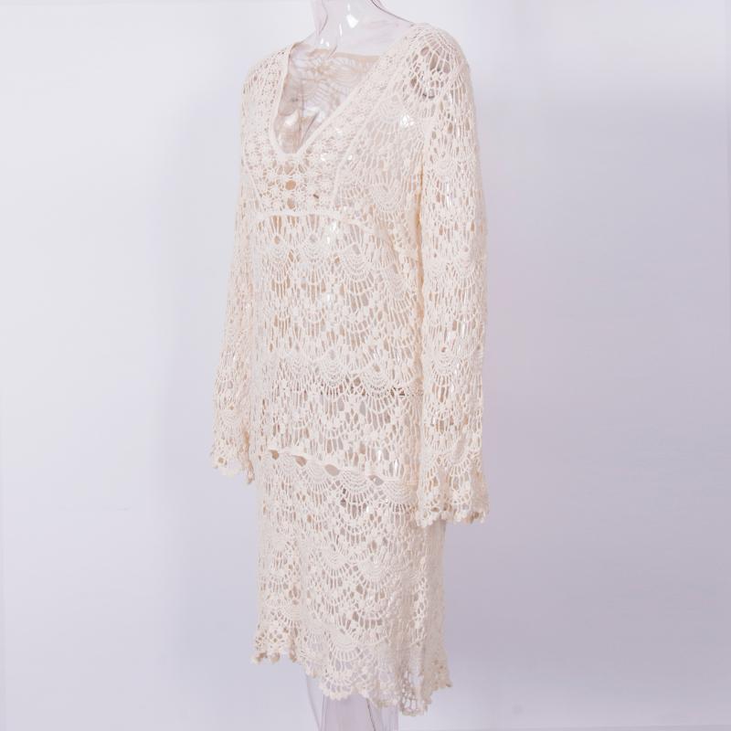 

Women's Swimwear Sexy Women Lace Crochet Bikini Cover Up Bathing Suit Summer Beach Dress SwimwearWomen's, White