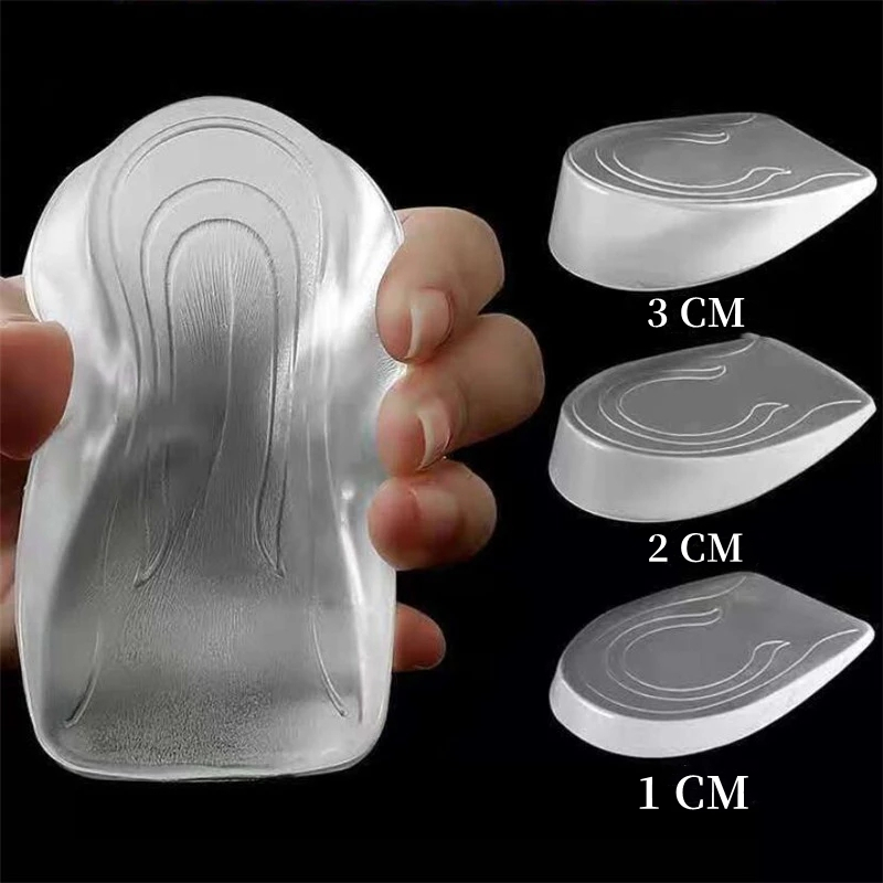 

Wholesale Transparent Comfort Silicone Pu Gel Foot Care Pad Shoe Insole Heel Cup 1-3 CM Lifts Height Increase Insoles