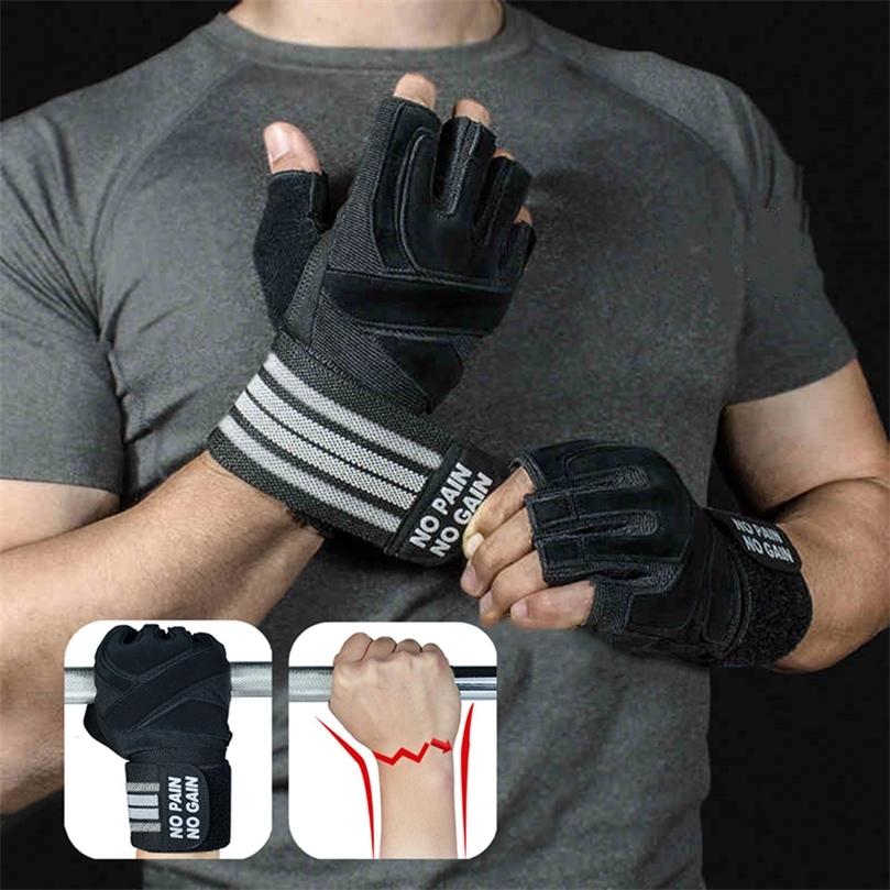 

Weightlifting Gloves with Wrist Support for Heavy Exercise Body Building Gym Training Fitness Handschuhe Workout Crossfit Gloves 220812, Red gloves