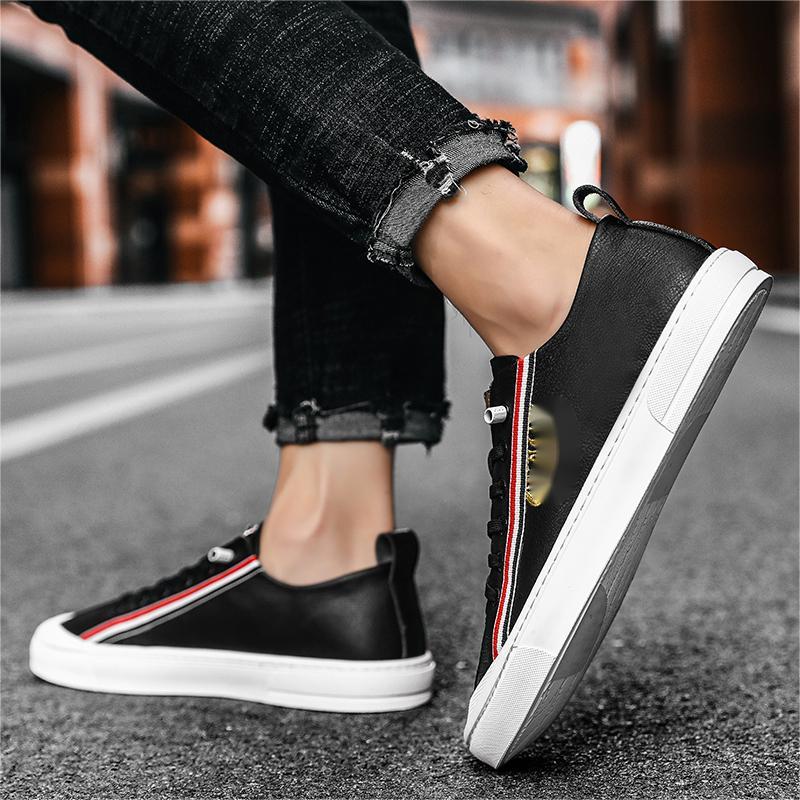 Baskets hommes chaussures en cuir PU couleur unie tendance personnalité tête en métal motif mode Simple à lacets plat confort chaussures décontra