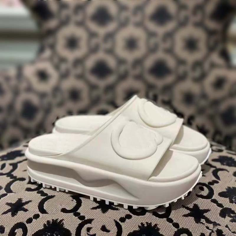 

Woman sandal slipper fashion Beach Thick bottom slippers platform Alphabet lady Sandals Leather High heel slippers, #36