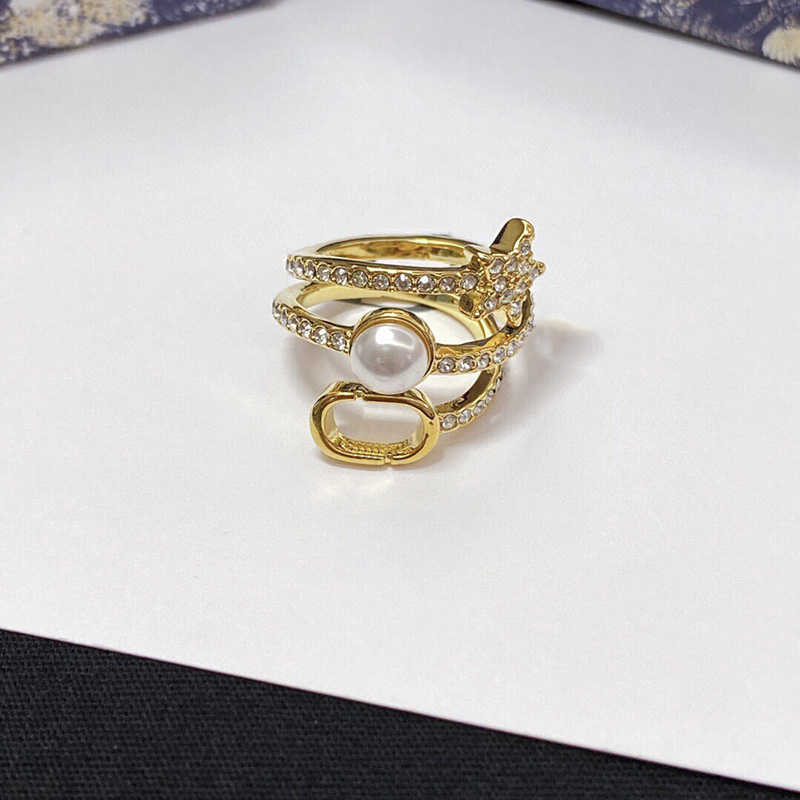 Fashion Ring Diamond Jewelry For Women Designer Rings Womens Luxury Letter D Ring With Pearl Wedding Engagement With Box 2204111WU