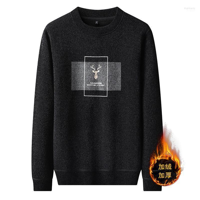 

Men's Sweaters 2022 Vintage Oversized Mens Knitted Sweater Men Deer Print Pullover Hip Hop Harajuku Mari22, Black
