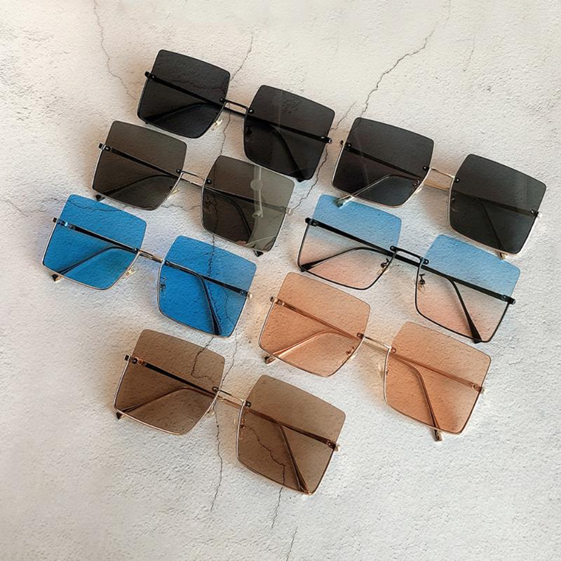 

Sunglasses 1pcs Square Women Luxury Sun Glasses For Retro Metal Half Frame EyewearSunglasses