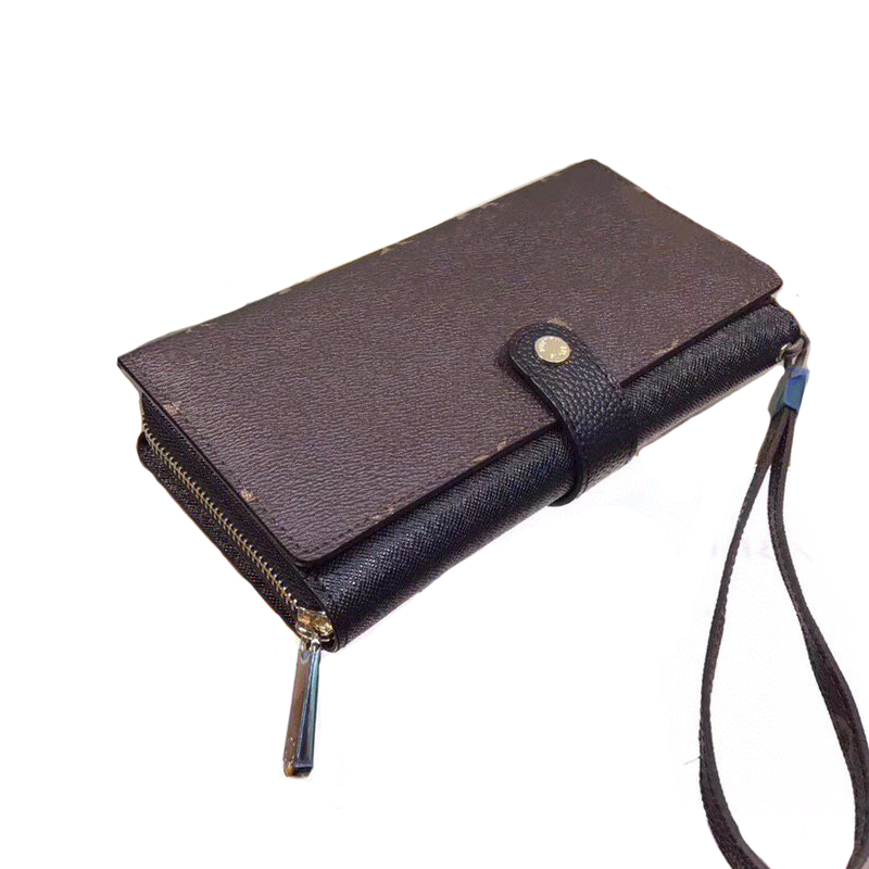 

M61278 Fashion women men high quality Genuine leather wallet clutch purse classic single zipper wallets long purse with orange box dust luxury bag black red Business, Shipping bag