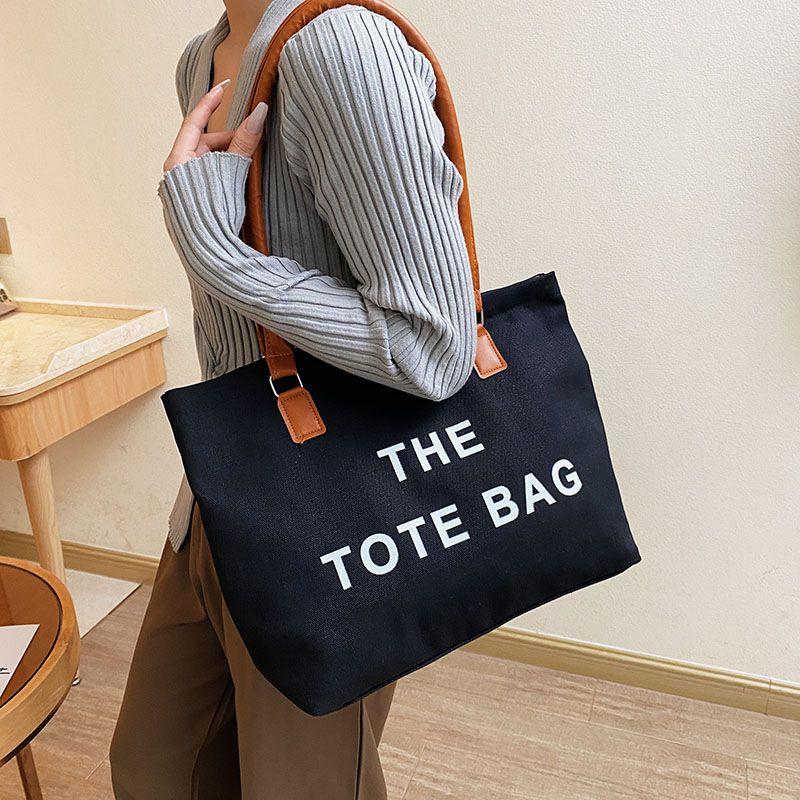 

Shoulder Bags Luxury Designer Fashion Handbags For Women Large-capacity Canvas Girl Shopping Tote Bag Student School A4 Book BagShoulder, Black