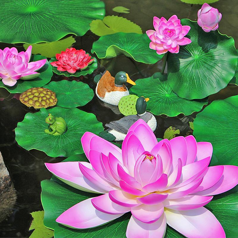 

Decorative Flowers & Wreaths Artificial Lotus Water Lilies Silk Floating Lily Head Plants Leaves For Fish Pond Tank Home Yard&Garden El, 10cm leaf