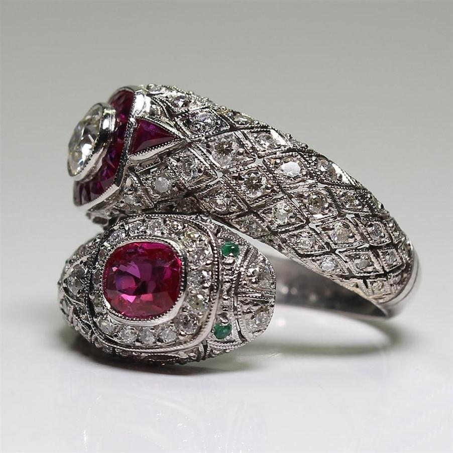 

Antique Art Deco 925 Sterling Silver Ruby & White Sapphire Ring Anniversary Gift Say Size 5 -12288P