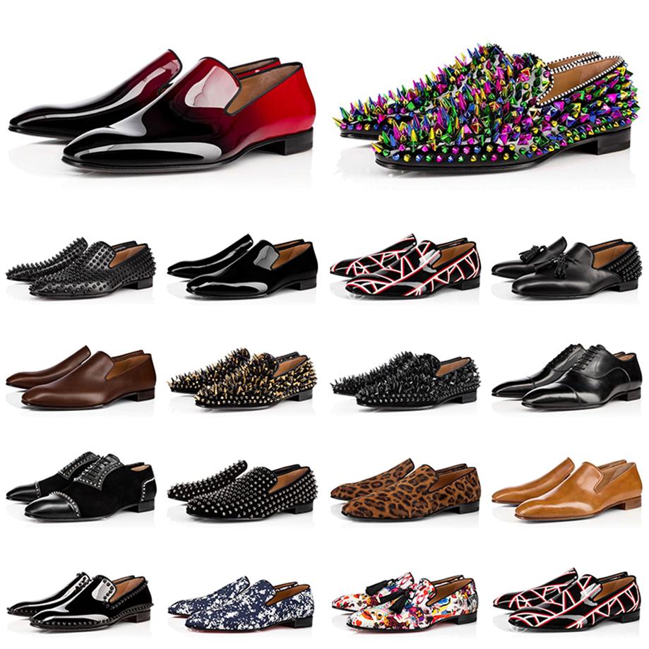 

Red Bottoms Mens Dress Shoes 2021 New Arrival loafers Spikes Leather Slip On Wedding flats Luxurys Designers Men sneakers275G, 1 (5) 39-47