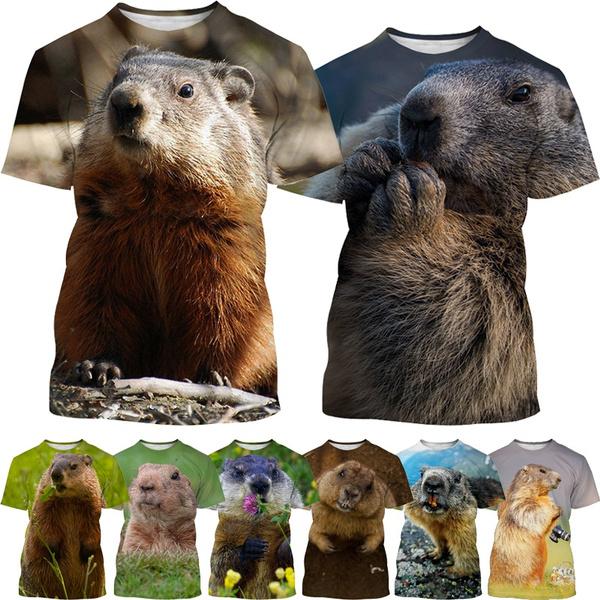 

Men's T-Shirts Animal Groundhog Printed T Shirt Marmota Casual Fashion Short-sleeved 3D Harajuku Streetwear Top, Orange