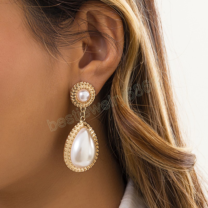

Elegant Simulated Pearl Dangle Earrings for Women Wedding Bridal Gold/Silver Color Vintage Pendant Earring Accessories