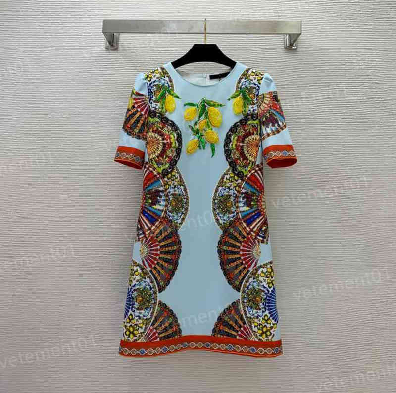 

Designer Dresses Fashion Brand Chest Embroidered Print A-Line Fit Slim Short Sleeve Dress Sexy Casual Long Dress For Women Clothing 0912