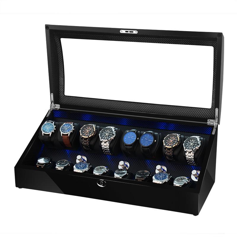 

Watch Boxes & Cases Automatic Winder Box PU Leather Winding Storage Collection Display Japanese Motor LED LightWatch