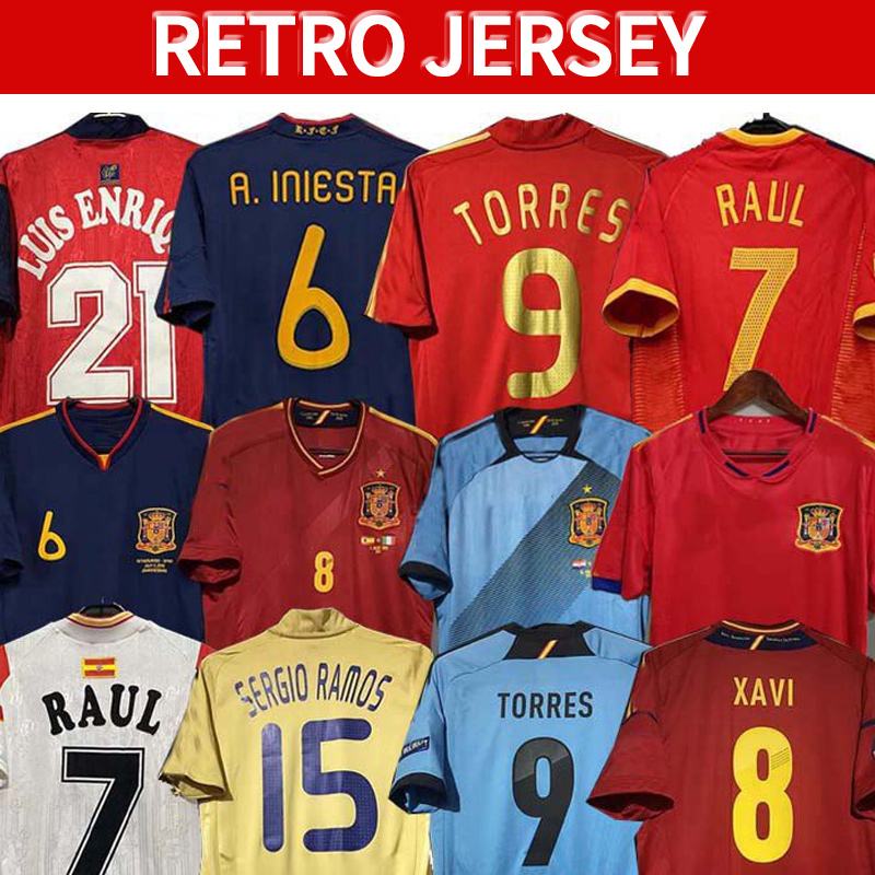 

final 2010 Spain retro jersey 1996 1994 RAUL XAVI Hierro LUIS ENSRIQUE ALONSO Caminero Iniesta PUYOL PIQUE David Villa TORRES 2008 2012 2002 Guerrero Guardiola RAMOS, 1994 home