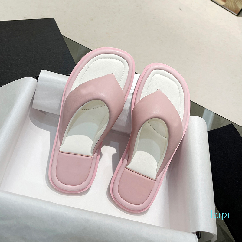 

Designer- Leather Slide Platform Sandals Summer Multicolor Ladies Beach Sandals Comfortable Mules Flat Bottom Casual Slippers