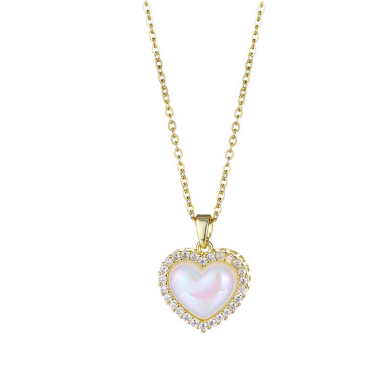 

Pendant Necklaces Pcs Stainless Steel Necklace Heart Pearl For Women Gold Titanium Chain Zircon Crystal Jewelry GiftPendant