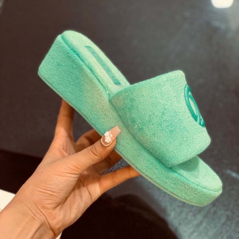 

Platform Ladies Slide Designer Slippers White Wedge Sandals High Quality Bordeaux Men Summer Flat Sandals Fashion fuzzy Beach Shoes with box, #14