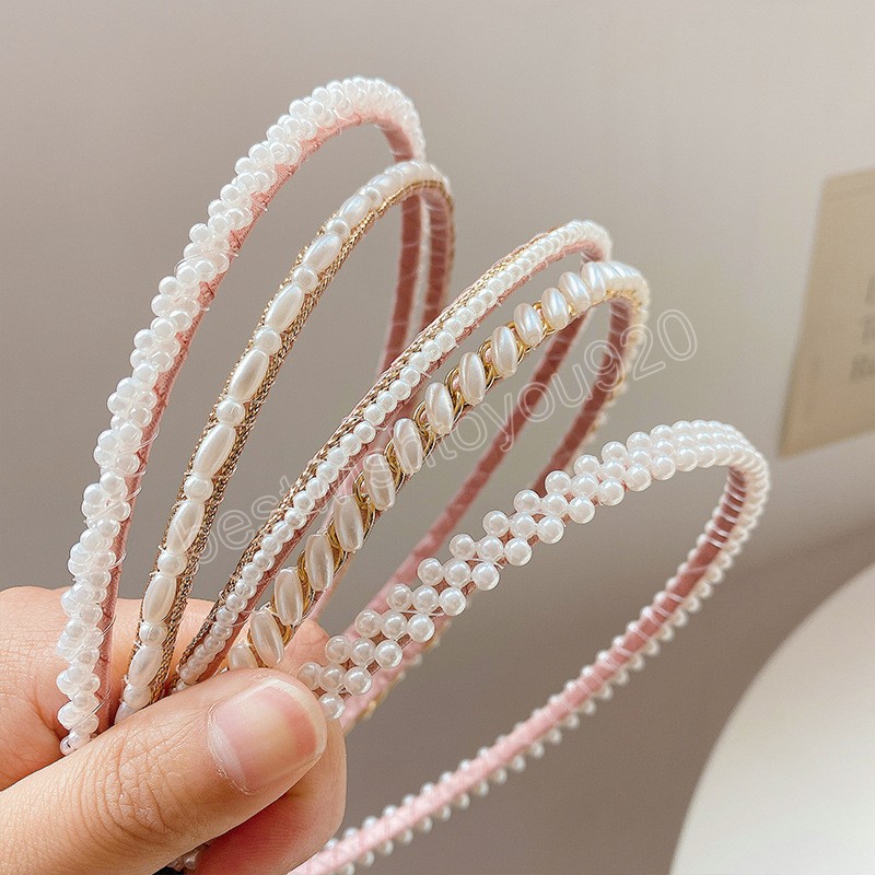 

Pearl Beads Hairband Women Elastic Elegant Hair Hoops Headbands For Girls Lady Fashion Bezel Hair Accessories