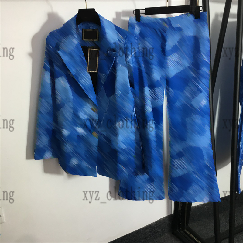 

new designer womens pants sets high-end fashion sets Letter-printed single-breasted lapel long-sleeved blazer high-waisted wide-leg flared trousers brand tracksuit, 3#