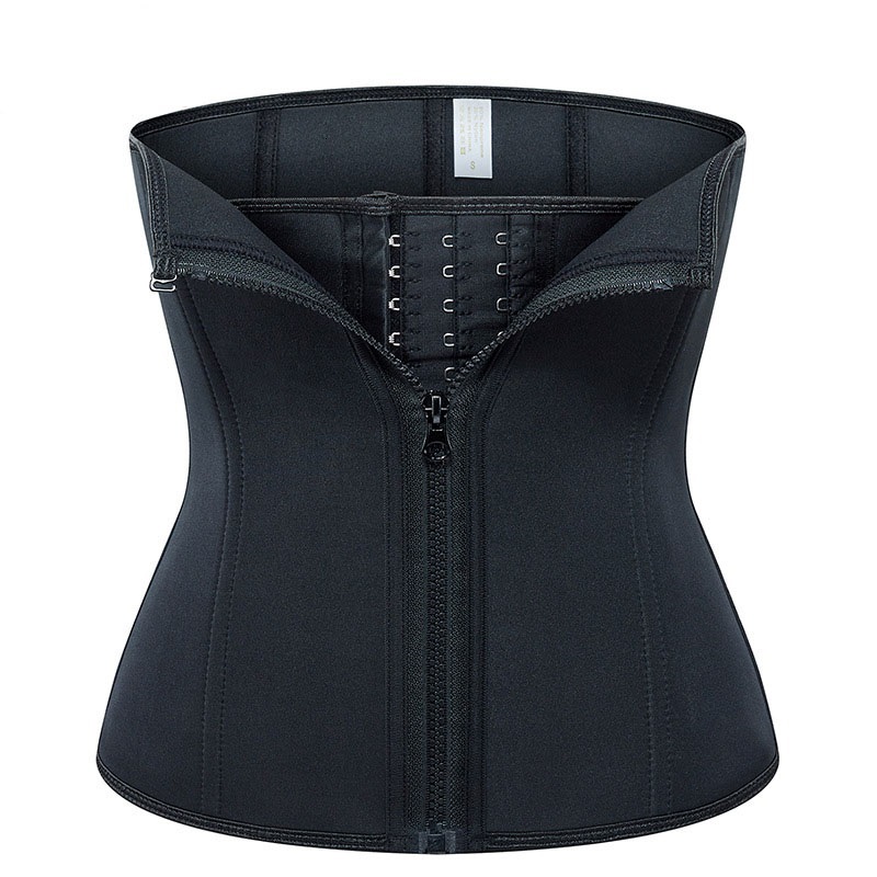 Workout Slimming Suit Neoprene Waist Trimmer Corset Abdomen Tummy Shapewear 9 Steel Bones Hook & Zipper Closure Sauna Sweat Girdle Body Shaper-image-757289240