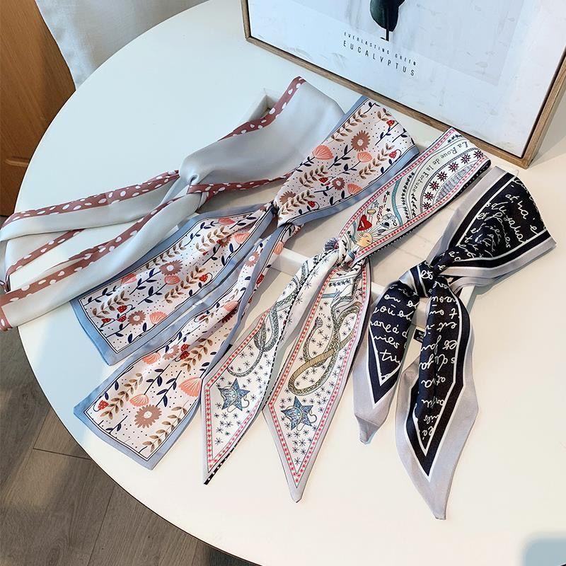 

Headpieces Houndstooth French Letter Long Silk Scarf Temperament Fairy Streamer Elegant Retro Printing Wedding Headband