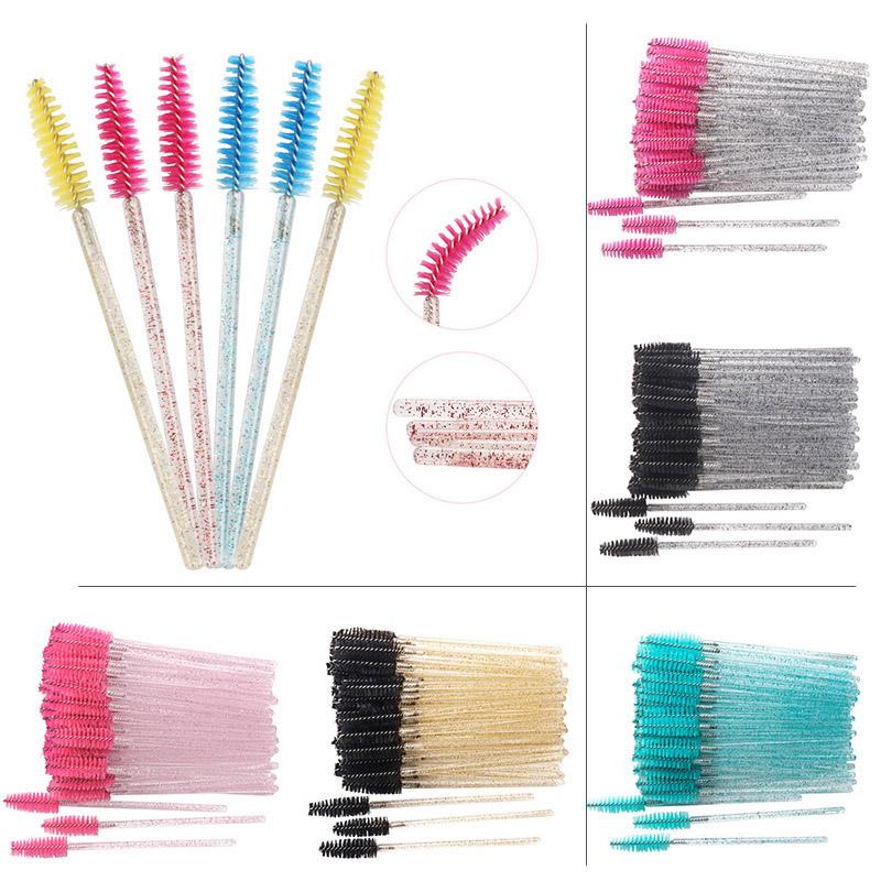 

Makeup Brushes 50Pcs Shiny Disposable Micro Eyelash Mascara Applicator Wand Comb Crystal Tools KitMakeup