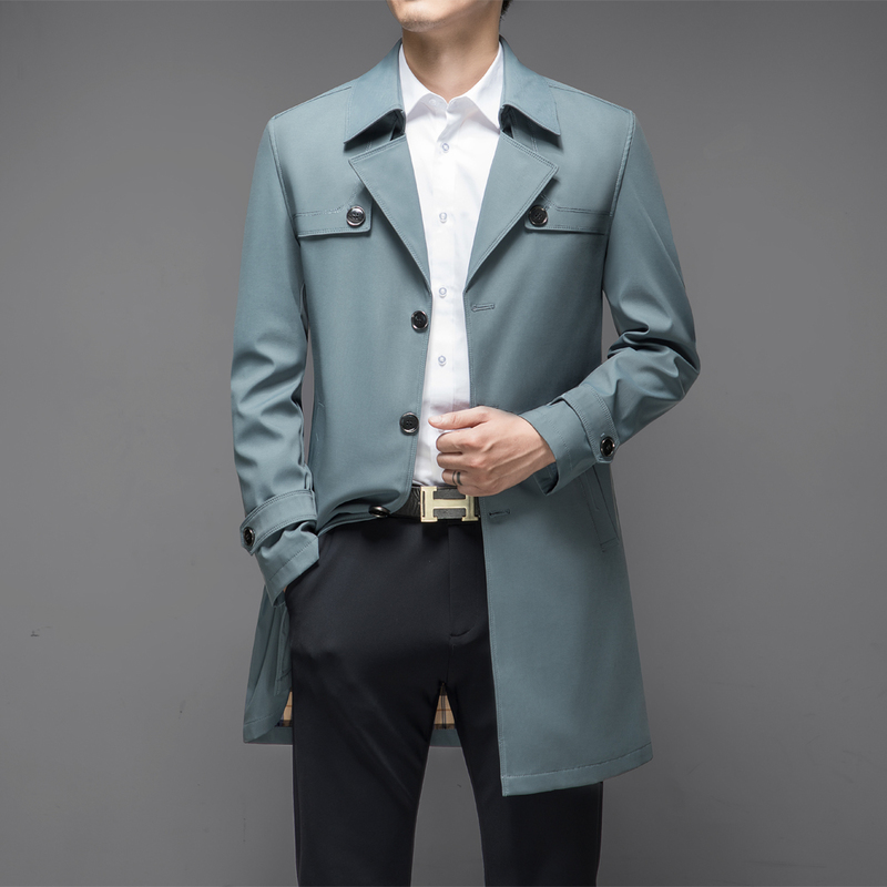 

Men's Trench Coats Thoshine Brand Spring Autumn Men Long Trench Coats Superior Quality Male Fashion Outerwear Jackets Smart Casual Plus Size 6XL 220826, 8907 grey