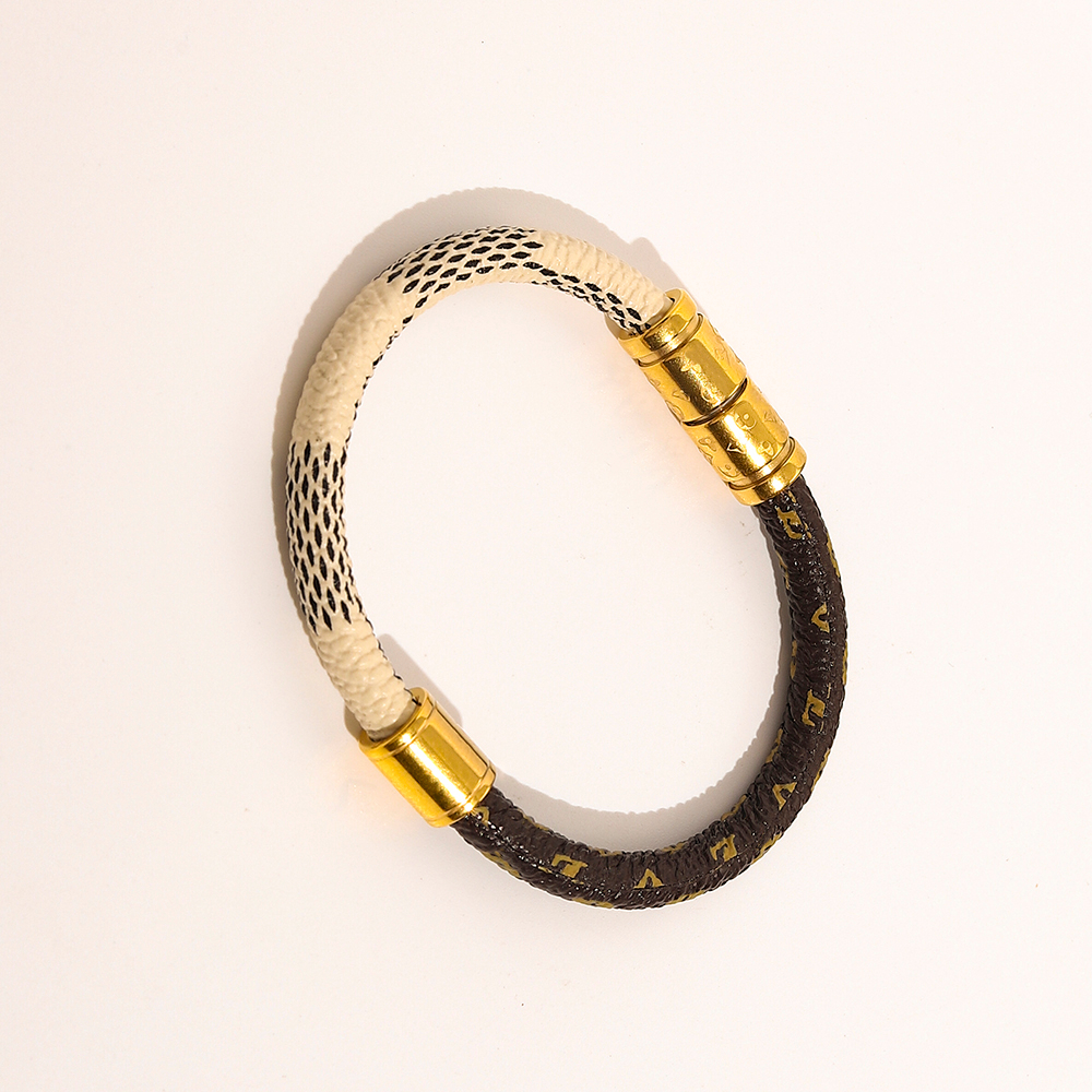 

Designer Branded Bracelets Women Bangle Luxury Designer Jewelry Faux Leather 18K Gold Plated Stainless steel Bracelet Womens Wedding Gifts ZG1157