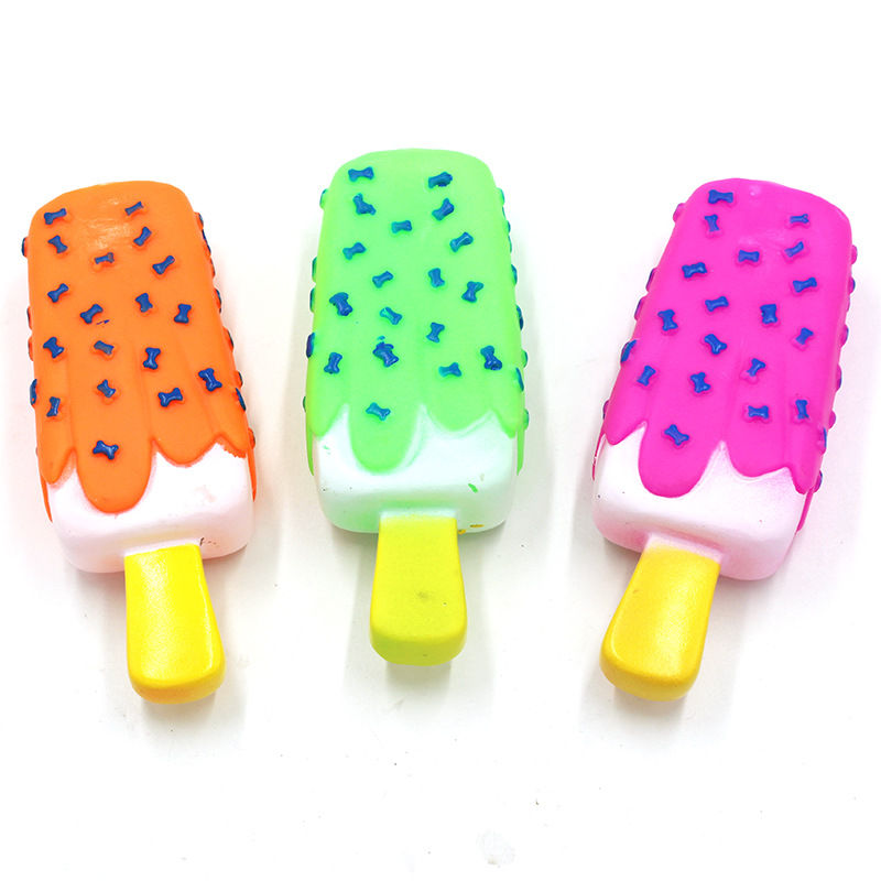 

Pet Dog Toy Chew Squeaky Rubber Popsicle Shaped Toys for Cat Puppy Small Dogs Ice Cream Bite Molar Funny Interactive Toy