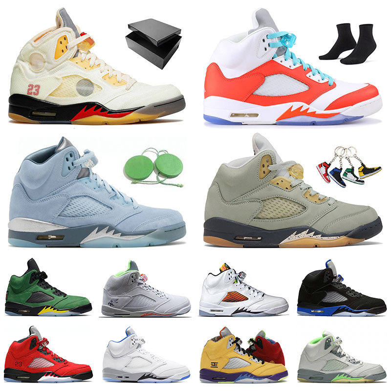 

PRFC 5 Original Basketball Shoes High Quality Jumpman Sneakers Racer Blue Easter Fire Red Men Trainers Jade Horizon Green Bean Helmet Hare Blue Bird 5s Sports Outdoor, 40-47