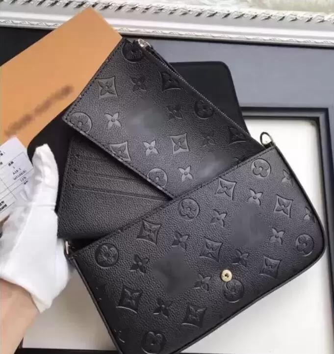 

LVs Louiseity Viutonity Luxury Designer Handbag Purse Women POCHETTE FELICIE Shoulder Bag 3pcs/set with Box Embossed Flower Clutch Crossbody Messenger Bags Tote