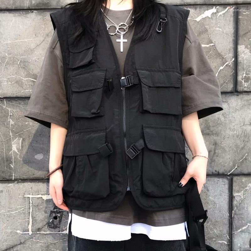 

Men's Vests Multi Pockets Tooling Vest Men Summer Breathable Hiking Waistcoat Quick Dry Fishing Fashion Street Wear Unisex VT-290 Kare22, Black