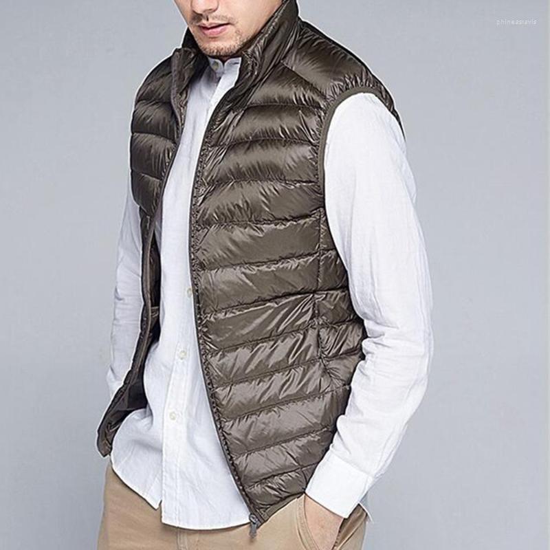 

Men's Vests Men Thin Domn Vest Casual Light Down Top Selling Zipper Big Size Arrival 6 Colors Male White Duck MWB014Men's Phin22, Armygreen