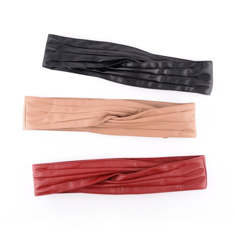 

Belts European Soft PU Draped Waist Belt For Women Black Red Faux Leather Dress Slimming Corset Female Cinturon Cicnh Strap 2022