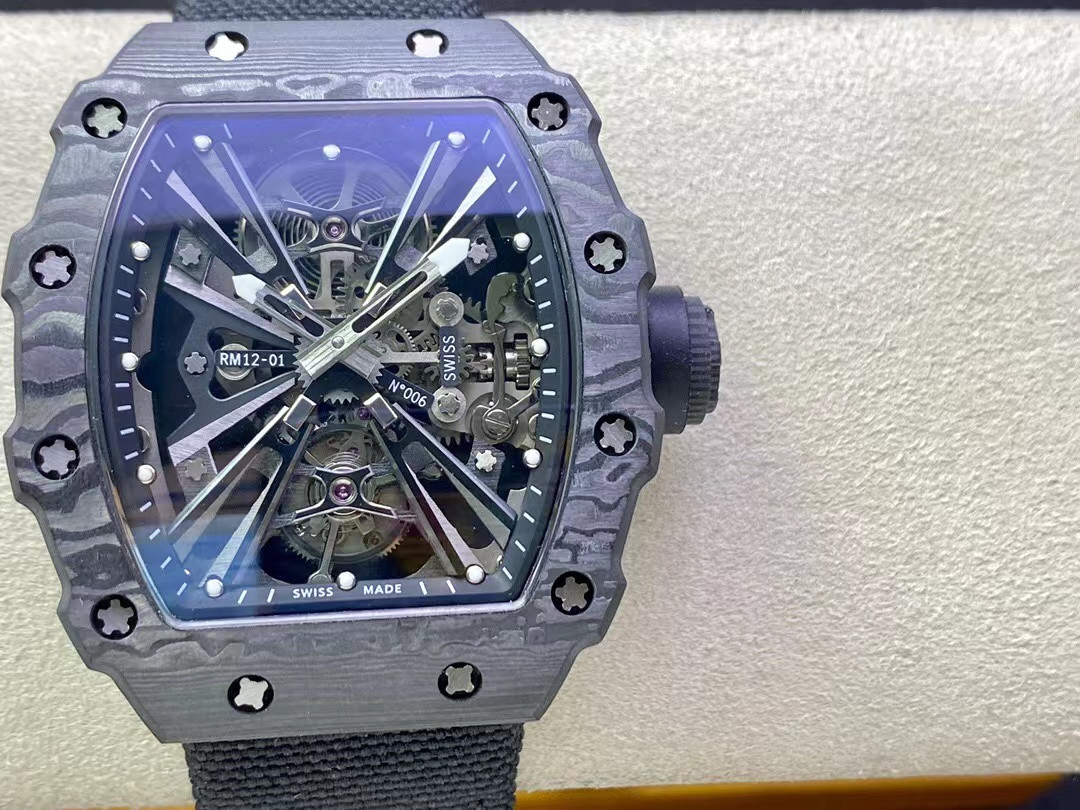 

KV Watch rm12-01NTPT True Tourbillon Manual chain movement RM055 Ceramic case Sapphire glass mirror natural rubber strap, As shown