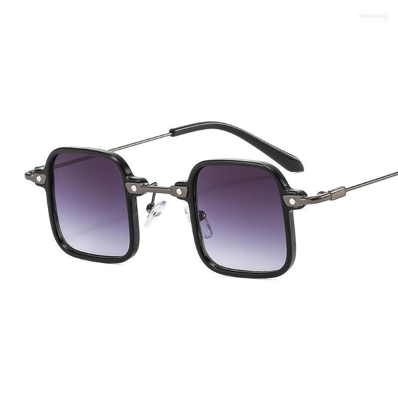 

Sunglasses Fashion Small Square Punk Style Black Gradient For Men Vintage Alloy Ultralight Sun Glasses Women Hip Hop ShadedSunglasses