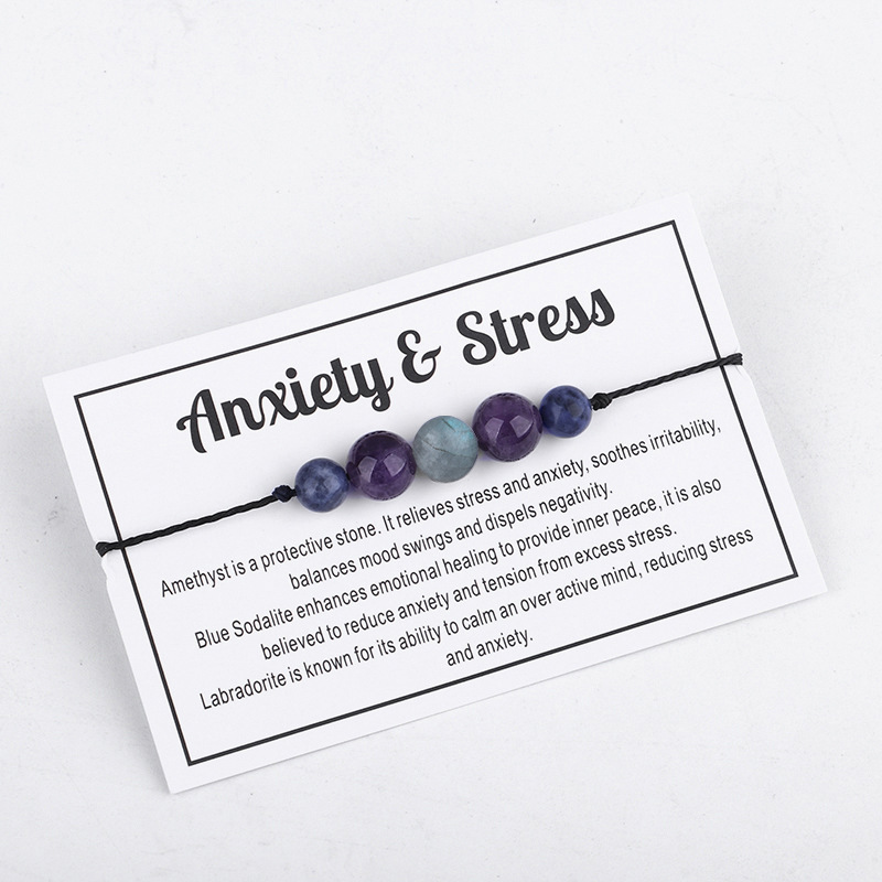 

Handmade Amethyst Anxiety Bracelet Flash Stone Beaded Wax Rope Bracelet Couple Unisex Jewelry Friendship Spiritual Gift