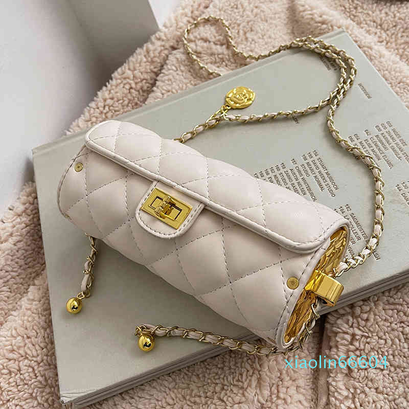 

Designer-Evening Bags Women Leather Mini Pu Leather Barrel Shaped Handbags Purses Shoulder Chain Crossbody Bag, Beige