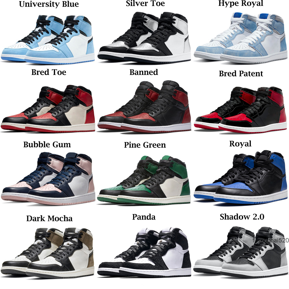 Newest mens 1 1s basketball shoes Mens Bred Patent Aurora Bordeaux Dark Marina Blue Hand Crafted seafoam Brotherhood Gore Tex Light Bone
