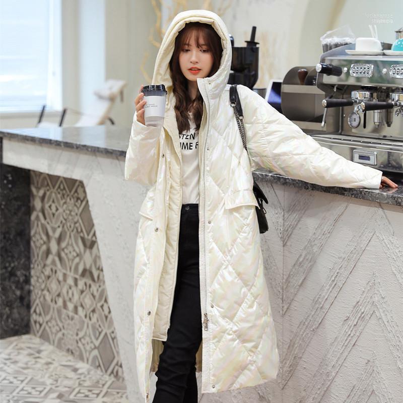 

Women' Down & Parkas 2022 Autumn Winter Fashion Warm Thickness Padded Outwear Solid Hooded Long Loose Cotton Coat1 Luci22, Blue