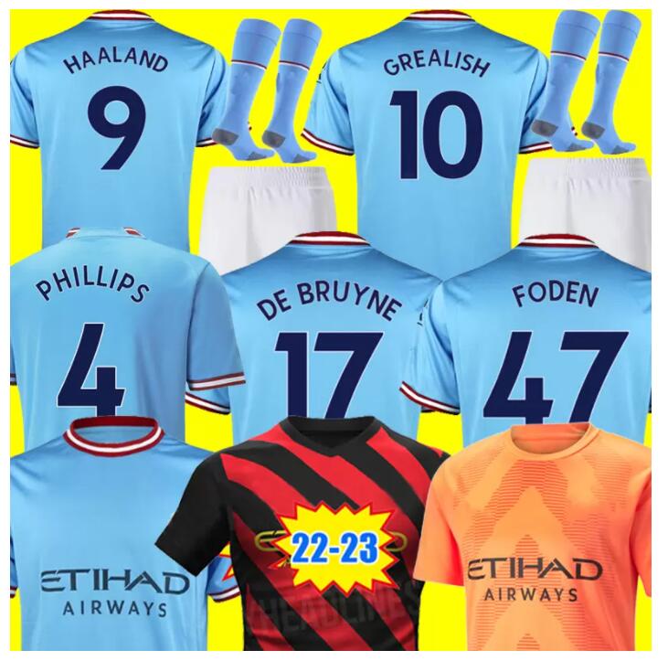 

21 22 23 HAALAND SOCCER JERSEYS GREALISH STERLING MANS CITIES MAHREZ fans player version DE BRUYNE FODEN 2022 2023 football tops shirt kids kit sets uniform Boys youth