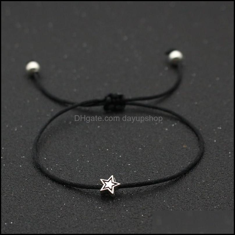 

Charm Bracelets Jewelry 20Pcs/Lot Antique Siers Star Pentagram For Women Men Lucky Red Rope Thread String Dh3Lx